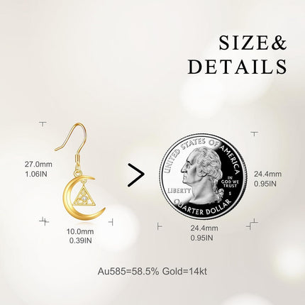 Gold 14K Flower Filigree Heart Dangle Drop Leverback Earrings for Women - Christmas Gift Ideas