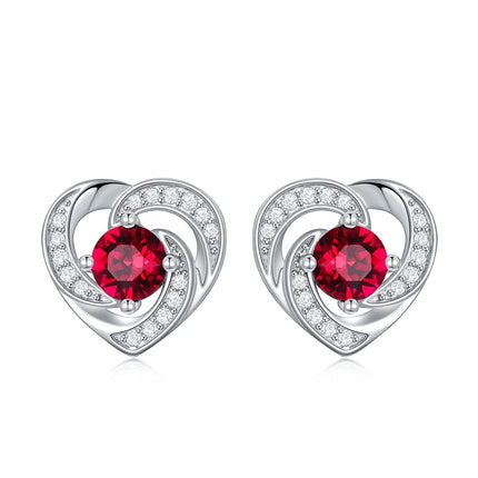 925 Sterling Silver Birthstone Heart Stud Earrings Jewelry Gifts for Women
