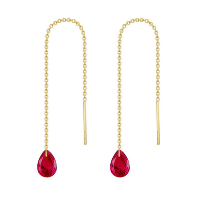 14K Solid Gold Birthstone Threader Earrings for Women Dangle Drop Jewelry Gifts