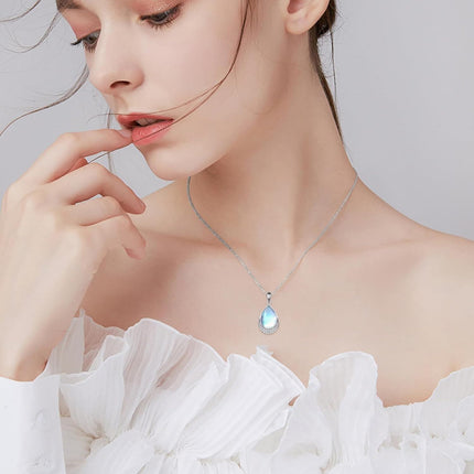 925 Sterling Silver Filigree Teardrop Pendant Necklace for Women