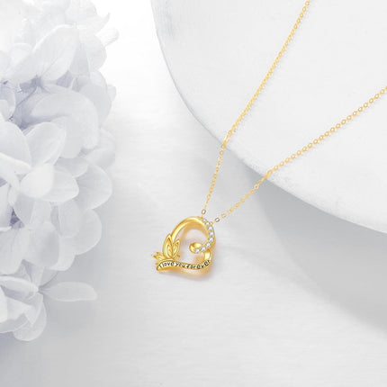 14K Gold Crystal Love Forever Pendant Necklace  for Her