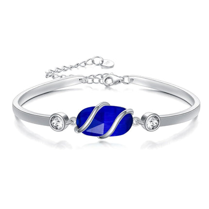 925 Sterling Silver Green Malachite Stone Bangle Bracelet for Women Gifts