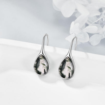 925 Sterling Silver Turquoise Teardrop Threader Earrings for Women - Long Dangle Pierced Jewelry
