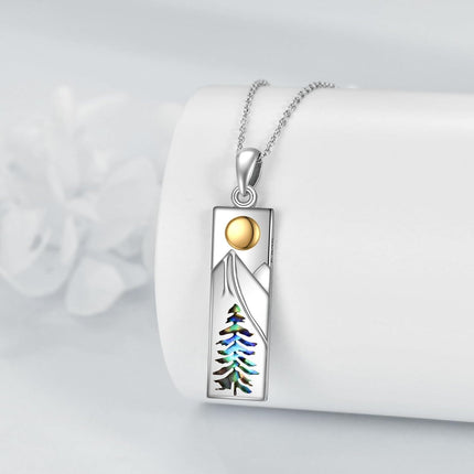 925 Sterling Silver & Hypoallergenic Mountain Pendant Necklace for Women - 28mm Nature Jewelry Gift for Skiers Hikers Campers - 18+2 Chain