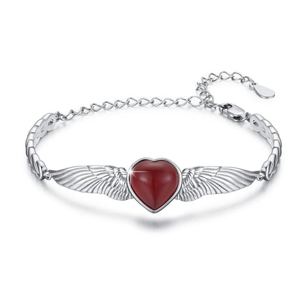 925 Sterling Silver Birthstone Angel Wings Heart Bracelet for Women Mother s Day Gift