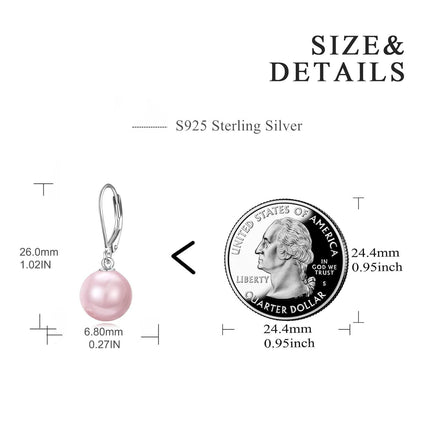 925 Sterling Silver Pink Opal Round Drop Earrings for Women Girls