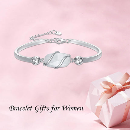 925 Sterling Silver Green Malachite Stone Bangle Bracelet for Women Gifts
