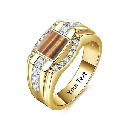 925 Sterling Silver Moissanite Men s Gold Plated Square Cut Birthstone Ring