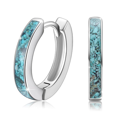 925 Sterling Silver Simulated Opal Hoop Earrings for Women Hypoallergenic Huggie Hinged Hoops Colorful Jewelry Gift