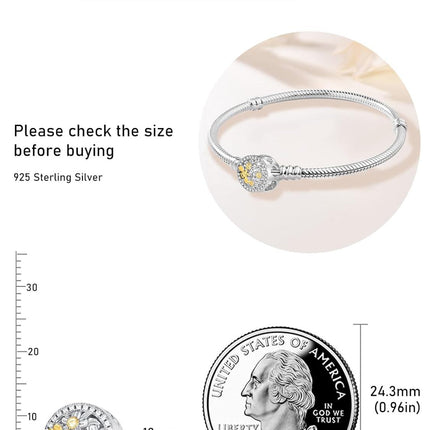 925 Sterling Silver CZ Flower & Honeybee Charm Bead for Bracelet Jewelry Making Supplies 3D Design Crafting DIY Craft Kit Accessories Gift Idea Women Girls Teens Kids