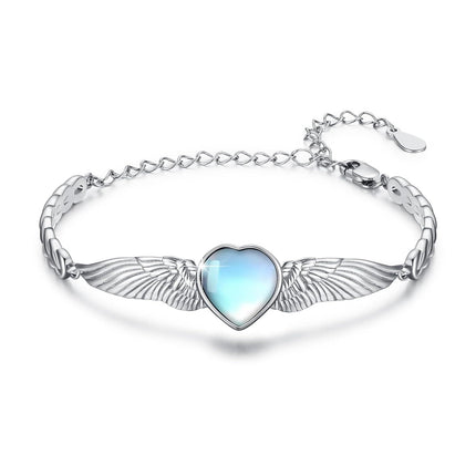 925 Sterling Silver Birthstone Angel Wings Heart Bracelet for Women Mother s Day Gift