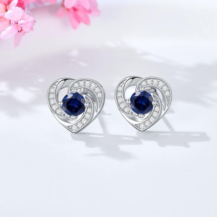 925 Sterling Silver Birthstone Heart Stud Earrings Jewelry Gifts for Women