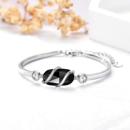 925 Sterling Silver Green Malachite Stone Bangle Bracelet for Women Gifts