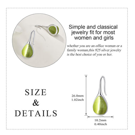 925 Sterling Silver Turquoise Teardrop Threader Earrings for Women - Long Dangle Pierced Jewelry