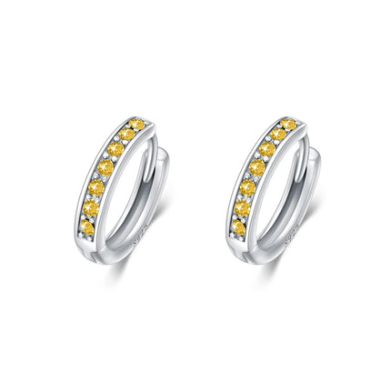 925 Sterling Silver 925 Sterling Silver Cubic Zirconia Austrian Crystals Birthstone Huggie Hoop Earrings