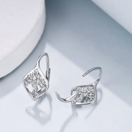 925 Sterling Silver Tree of Life Leverback Dangle Drop Hoop Earrings for Women Gift Ideas