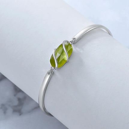 925 Sterling Silver Green Malachite Stone Bangle Bracelet for Women Gifts