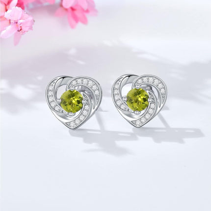 925 Sterling Silver Birthstone Heart Stud Earrings Jewelry Gifts for Women