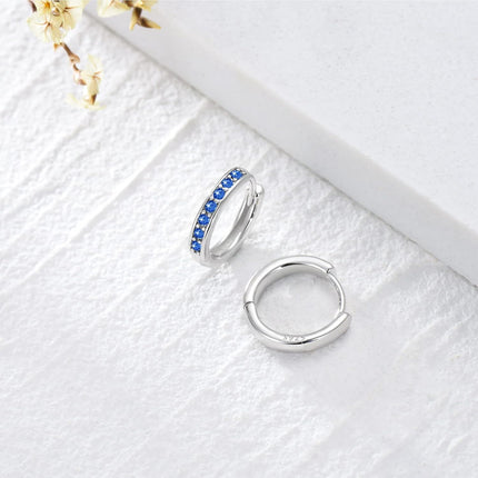 925 Sterling Silver 925 Sterling Silver Cubic Zirconia Austrian Crystals Birthstone Huggie Hoop Earrings