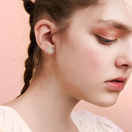 925 Sterling Silver Birthstone Heart Stud Earrings Jewelry Gifts for Women