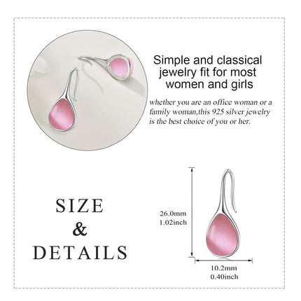 925 Sterling Silver Turquoise Teardrop Threader Earrings for Women - Long Dangle Pierced Jewelry