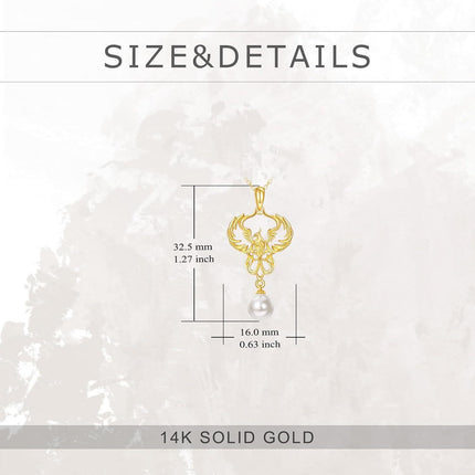 14K Gold Red Garnet Phoenix Pendant Necklace - Symbolic s for Her
