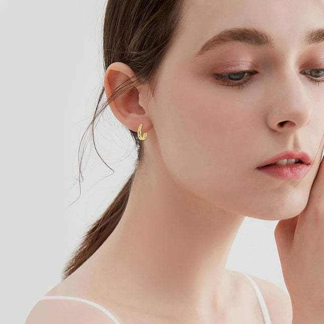 14K Gold Small Huggie Filigree Hoop Earrings for Women - Birthday Gift Ideas