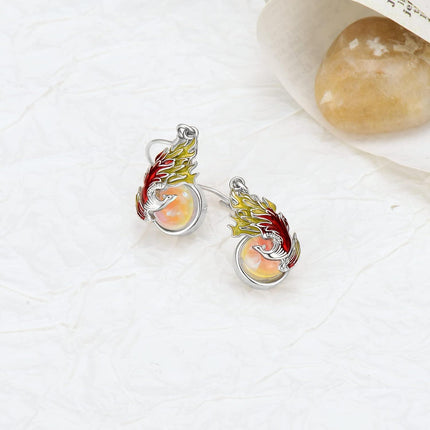 925 Sterling Silver Firebird Moonstone Drop Earrings for Women Gift Idea