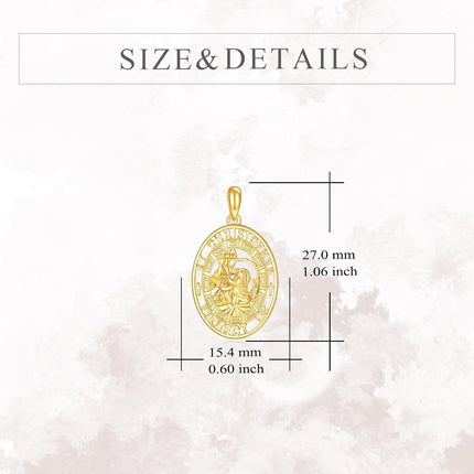 14K Gold Saint Christopher Protect Us Religious Pendant Necklace for Men & Women