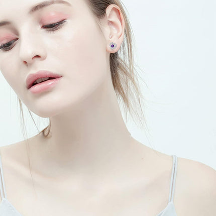 925 Sterling Silver Birthstone Heart Stud Earrings Jewelry Gifts for Women