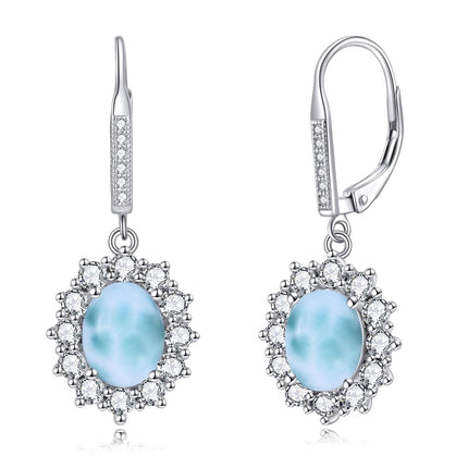 925 Sterling Silver Oval Cut Birthstone Dangle Leverback Earrings for Women Mom