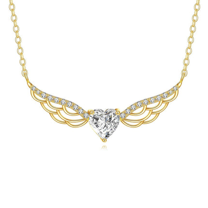 14K Gold Heart-Shaped Diamond Pendant Necklace for Women's s