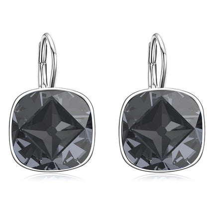 925 Sterling Silver Green Cushion Cut Austrian Crystal Leverback Earrings Hypoallergenic Gift for Her