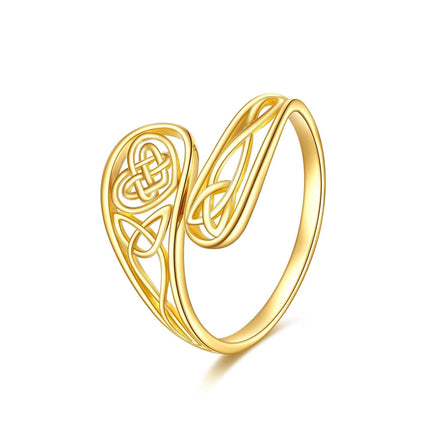 14K Gold Adjustable Spoon Ring Open Jewelry Gift for Women