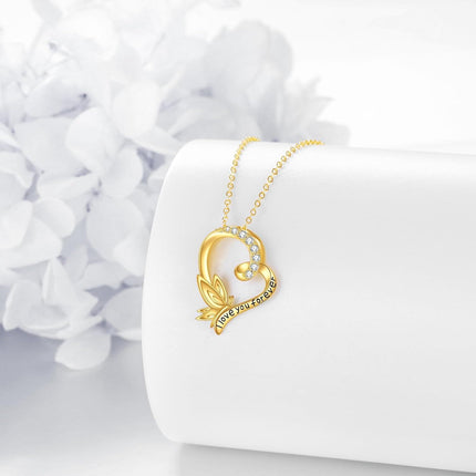 14K Gold Crystal Love Forever Pendant Necklace  for Her