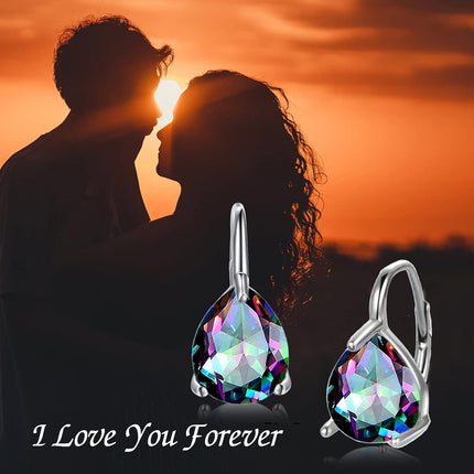 925 Sterling Silver Purple Jade Leverback Earrings Gemstone s for Women