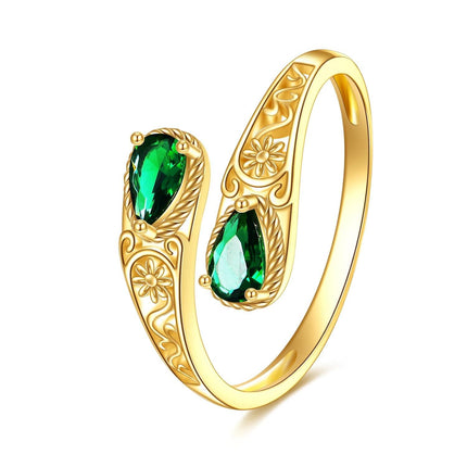 14K Gold Spoon Ring, Adjustable Open Design, Hypoallergenic, Ideal for Daily Wear & Gifts, Size US 7
