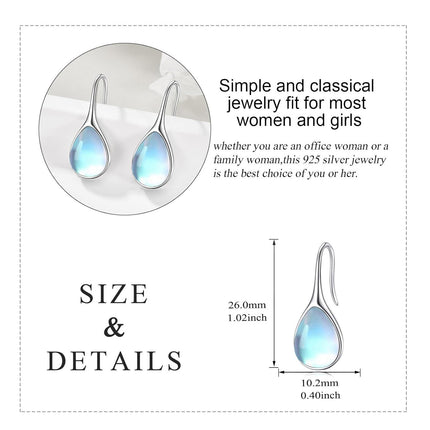 925 Sterling Silver Turquoise Teardrop Threader Earrings for Women - Long Dangle Pierced Jewelry