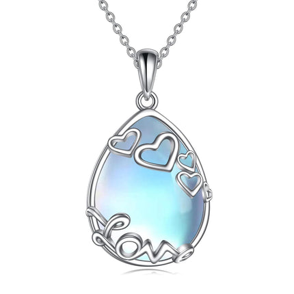 925 Sterling Silver Filigree Teardrop Pendant Necklace for Women