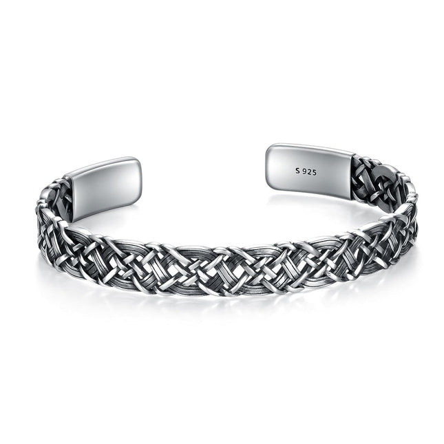 925 Sterling Silver Braided Celtic Knot Adjustable Bangle Bracelet Gift for Men & Women