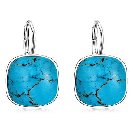 925 Sterling Silver Green Cushion Cut Austrian Crystal Leverback Earrings Hypoallergenic Gift for Her