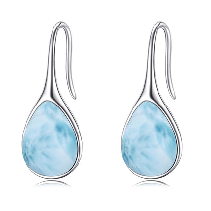 925 Sterling Silver Turquoise Teardrop Threader Earrings for Women - Long Dangle Pierced Jewelry