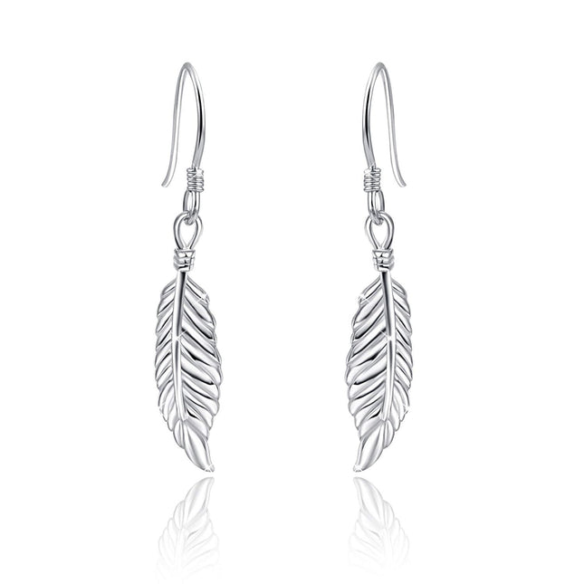 925 Sterling Silver Feather Dangle Drop Earrings Angel Wing s for Women Girls Sensitive Ears