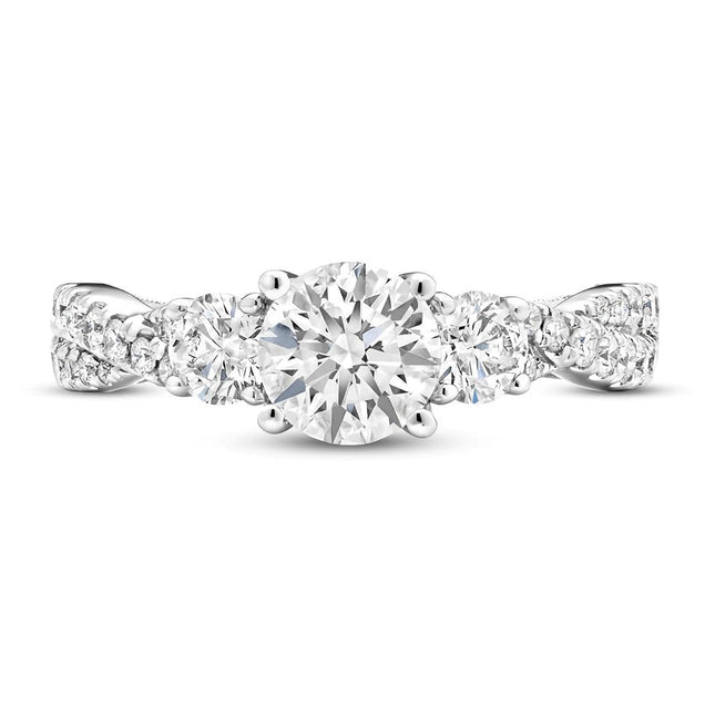 10K/14K/18K Platinum Plated Silver Moissanite Engagement Ring, 1.5ct Round Trio Stone, Cathedral Style, Size 3.5-12, Gift for Wedding/Anniversary