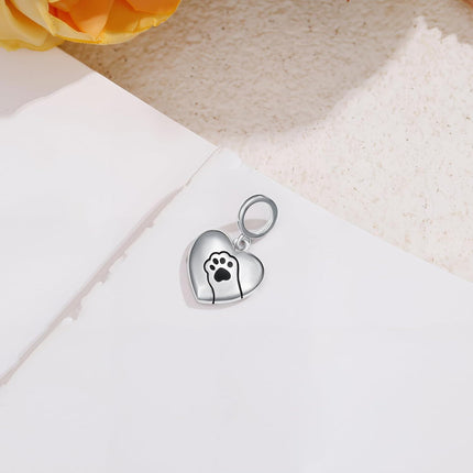 925 Sterling Silver CZ Cat Paw Charm Bracelet for Women Men, Dangle Pet Lover Gift for Her Him, Hypoallergenic Nickel-Free Jewelry for Valentine Mother's Day