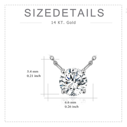 14K Rose Gold Moissanite Round Cut Solitaire Pendant Necklace 0.5-2 ct 16+2 Chain