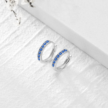 925 Sterling Silver 925 Sterling Silver Cubic Zirconia Austrian Crystals Birthstone Huggie Hoop Earrings