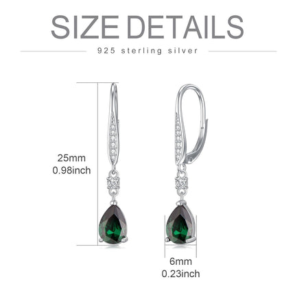 925 Sterling Silver Austrian Crystal Pear Shaped Teardrop Dangle Earrings 0.98 Gift