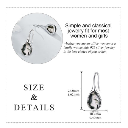 925 Sterling Silver Turquoise Teardrop Threader Earrings for Women - Long Dangle Pierced Jewelry