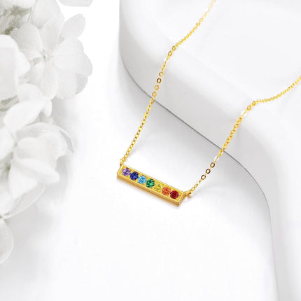 14K Gold Bar Diamond Pendant Necklace for Women